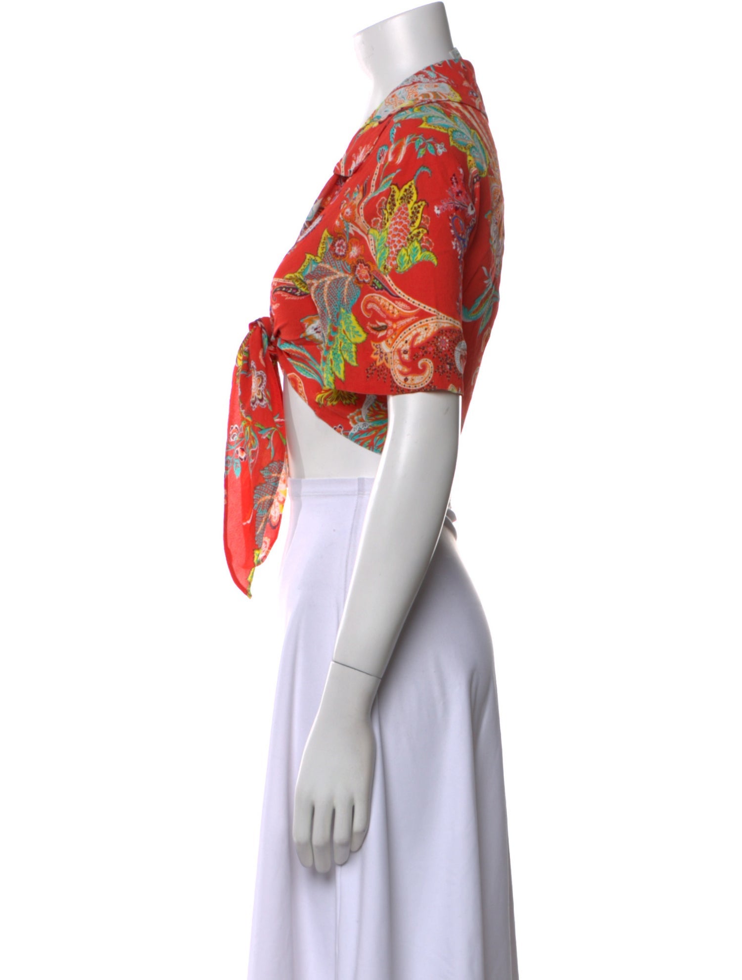 Etro Floral Print V-Neck Crop Top